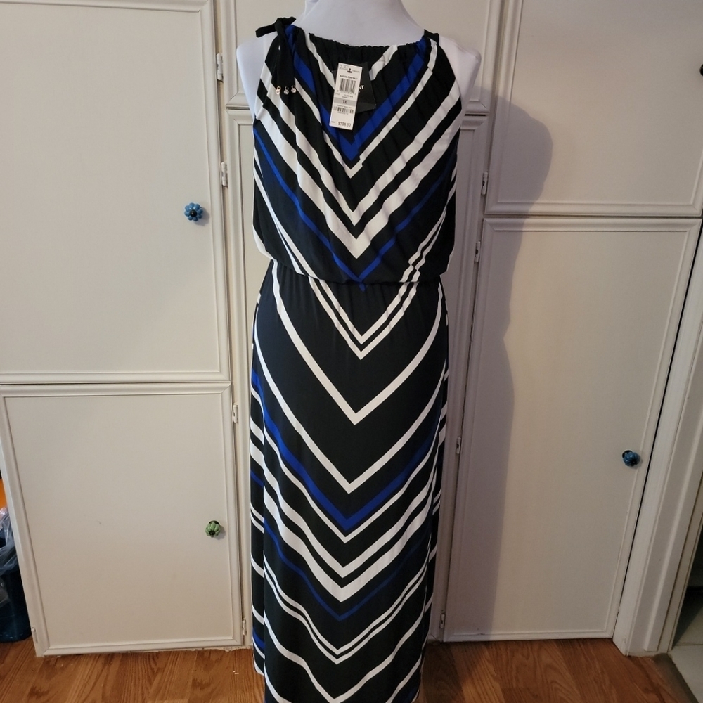 Alfani Black, Blue, White Chevron Maxi Dress - Picture 5 of 6